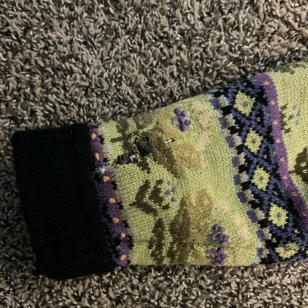 Vintage Icelandic Designs Wool Jacket Green Purple Floral Cottagecore Whimsey‎